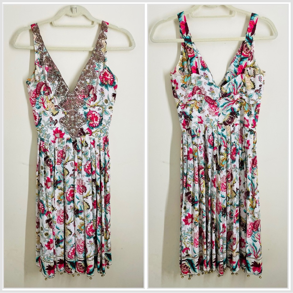 Anthropologie Plenty by Tracy Reese Silk Floral V-Neck Dress size 2